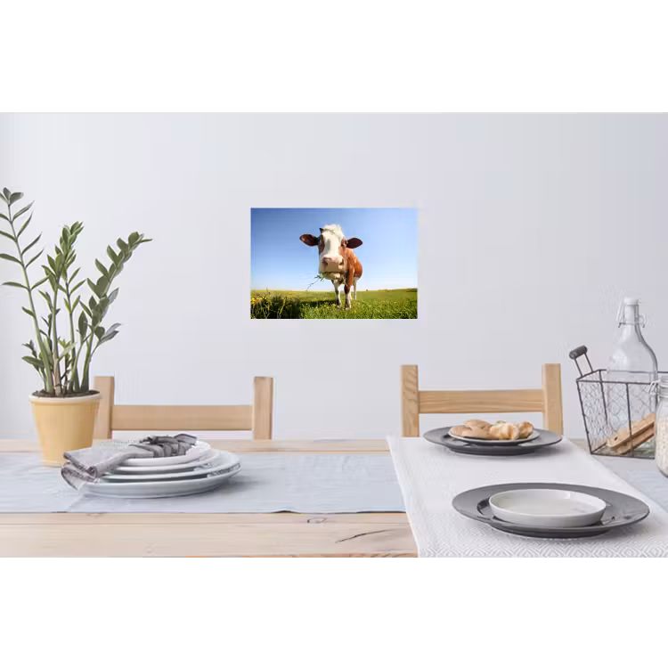 Koe - Dieren - Bloemen - Gras Muursticker klein -eettafel