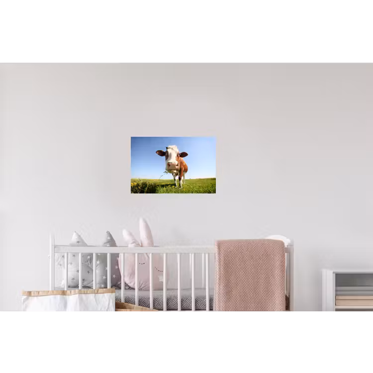 Koe - Dieren - Bloemen - Gras Muursticker klein -kinderkamer