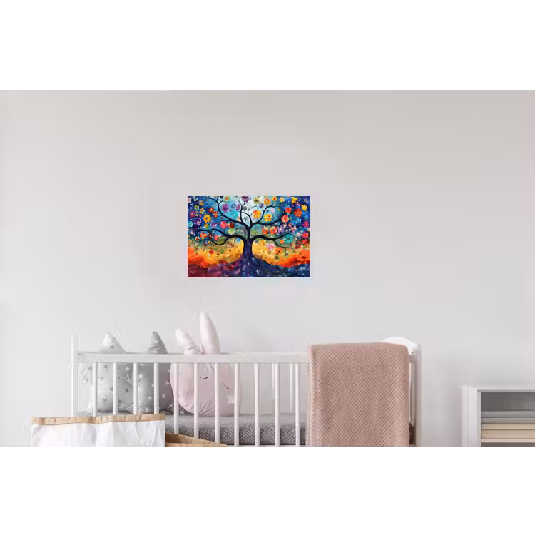 Kunst - Levensboom - Bloemen - Hippie Muursticker klein -kinderkamer