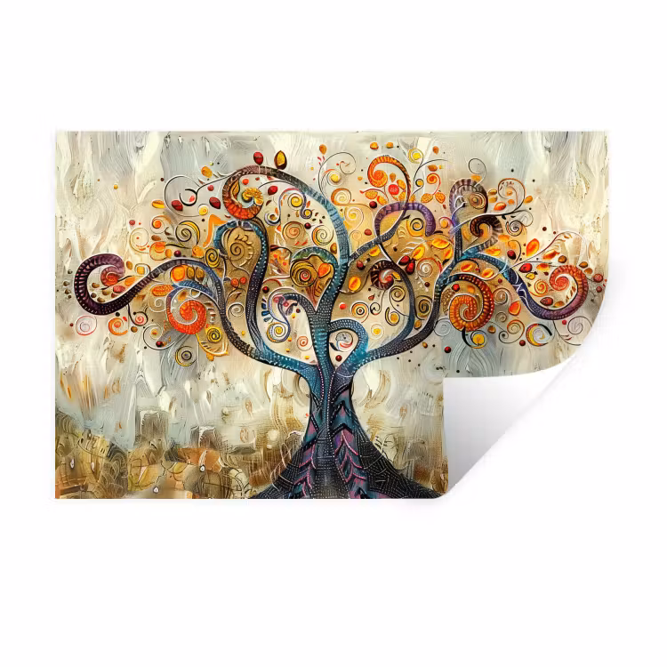 Kunst - Levensboom - Botanisch - Abstract Muursticker klein -3d
