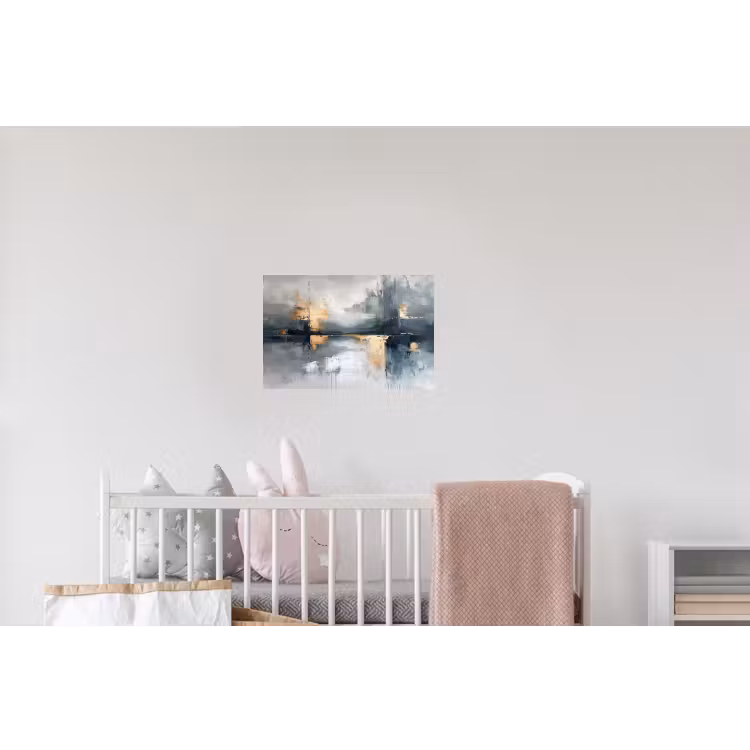 Kunst - Grijs - Goud - Abstract Muursticker klein -kinderkamer