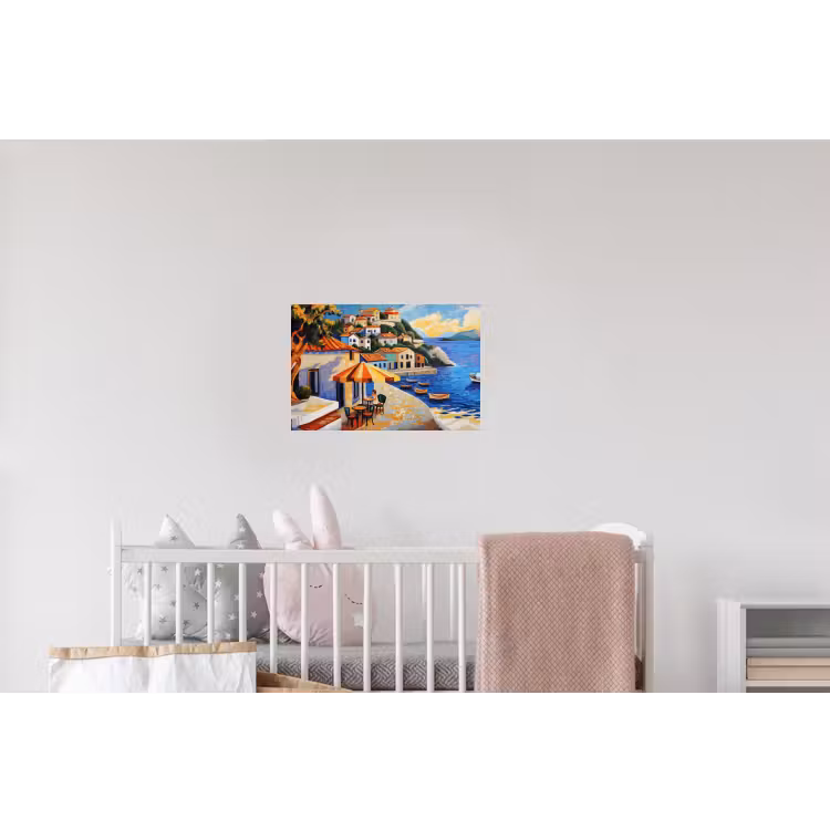 Kustdorp - Huisjes - Mozaïek - Zee Muursticker klein -kinderkamer
