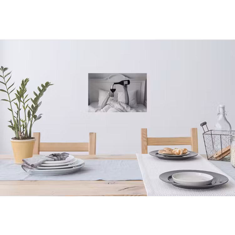 Lakens - Armen - Wijn - Glas Muursticker klein -eettafel