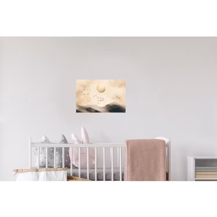 Landschap - Japandi - vogel Muursticker klein -kinderkamer