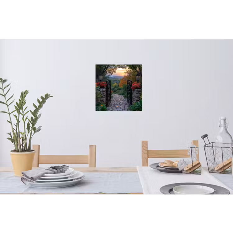 Landschap - Hek - Pad - Zonsondergang - Natuur Muursticker klein -eettafel