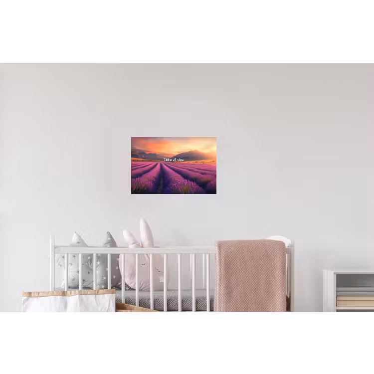 Lavendelveld - Quote - Zonsondergang Muursticker klein -kinderkamer