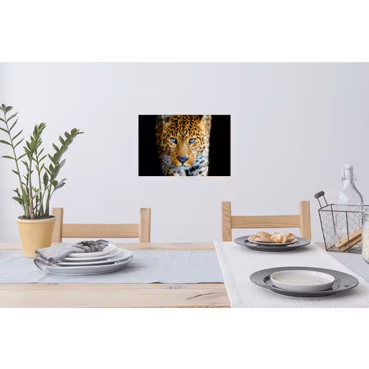 Luipaard - Dieren - Portret - Wilde dieren - Zwart Muursticker klein -eettafel