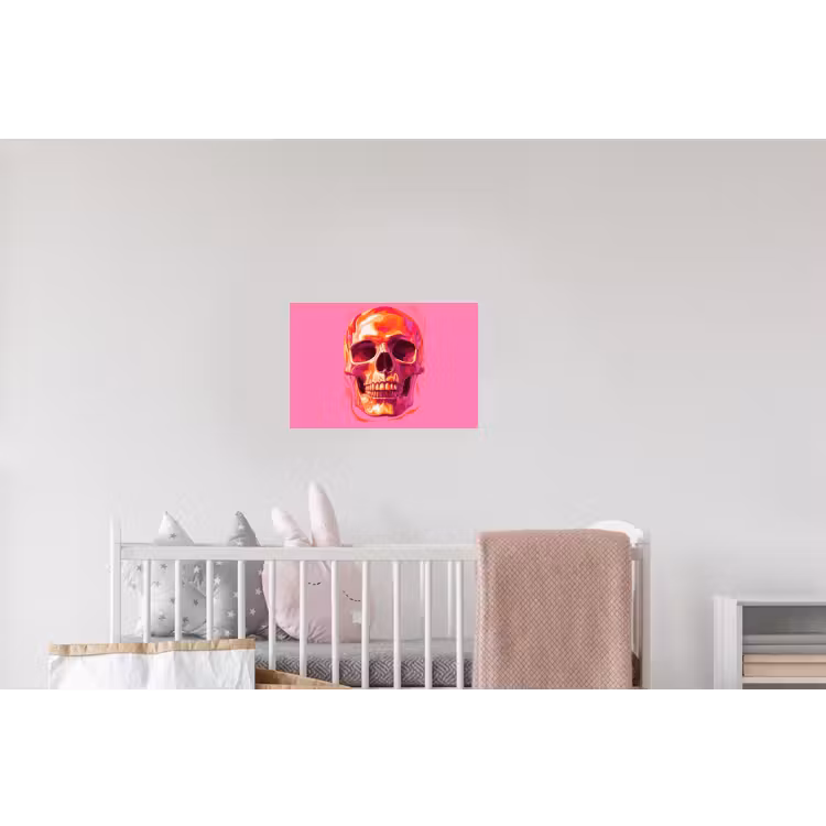 Felroze - Tanden - Schedel Muursticker klein -kinderkamer