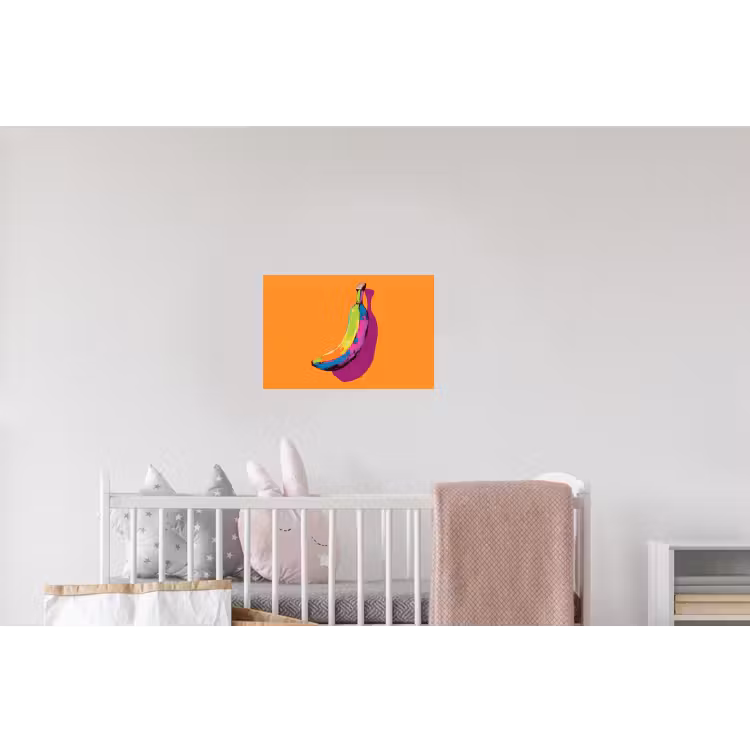Felle kleuren - Banaan - popart Muursticker klein -kinderkamer