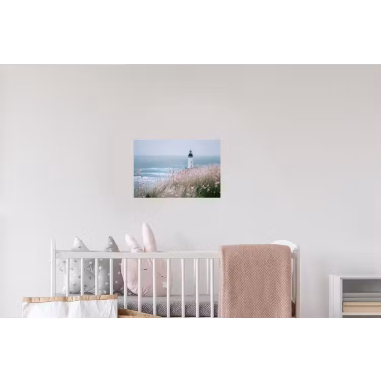 Vuurtoren - Klif - Zee - Bloemen Muursticker klein -kinderkamer