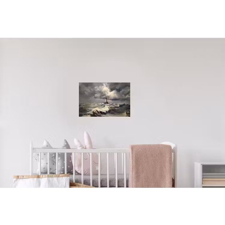 Vuurtoren - Golven - Storm Muursticker klein -kinderkamer