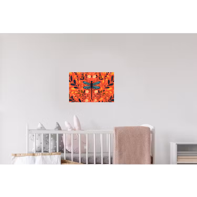 Libel - Blauw - Vleugels - Bladeren Muursticker klein -kinderkamer
