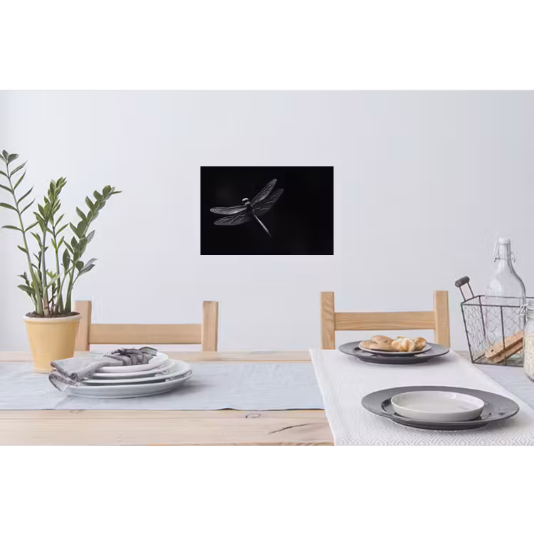 Libelle - Dieren - Zwart - Insect Muursticker klein -eettafel