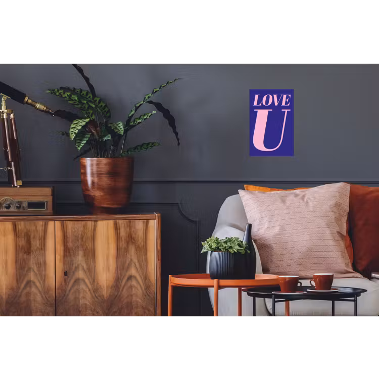 Love - Blauw - Valentijn Muursticker klein -kamerbank