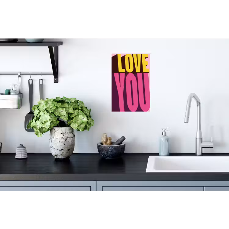 Love - Tekst - Roze - Valentijn Muursticker klein -keuken