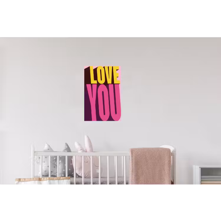 Love - Tekst - Roze - Valentijn Muursticker klein -kinderkamer