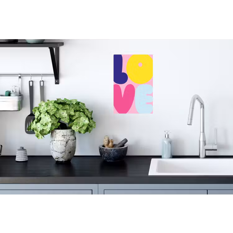 Love - Valentijn - Kleurrijk Muursticker klein -keuken