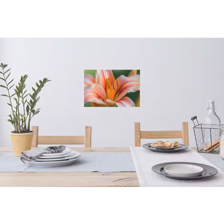 Lelie - Close up - Lichtroze Muursticker klein -eettafel