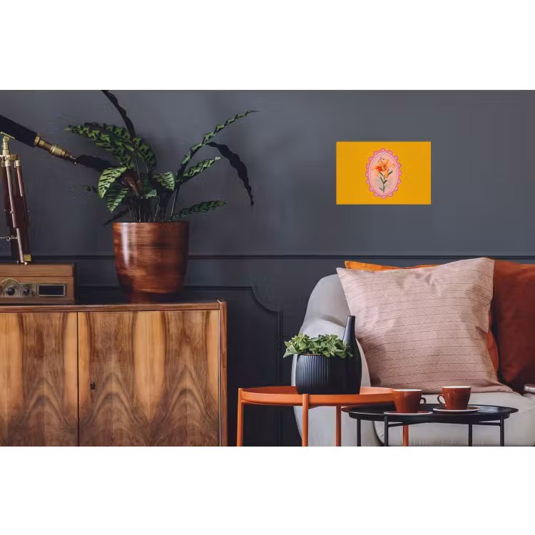 Lelie - Oranje - Lijst - Ovaal Muursticker klein -kamerbank