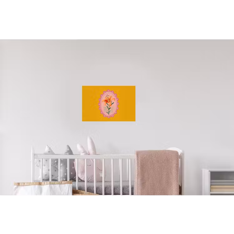 Lelie - Oranje - Lijst - Ovaal Muursticker klein -kinderkamer