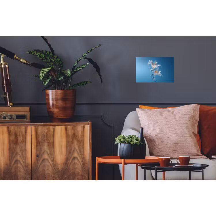 Lelies - Blauw - Glazen Muursticker klein -kamerbank