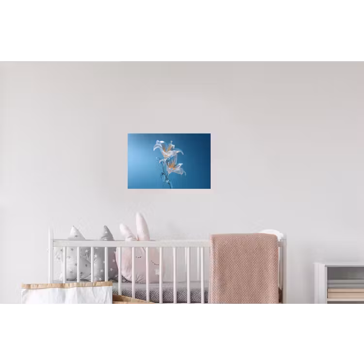 Lelies - Blauw - Glazen Muursticker klein -kinderkamer