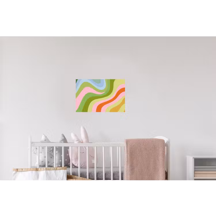 Lijnen - Pasteltinten - Golvend Muursticker klein -kinderkamer