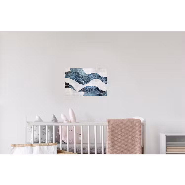 Lijnen - Golven - Abstract - Blauw Muursticker klein -kinderkamer