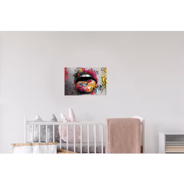 Lippen - Graffiti - Expressief Muursticker klein -kinderkamer