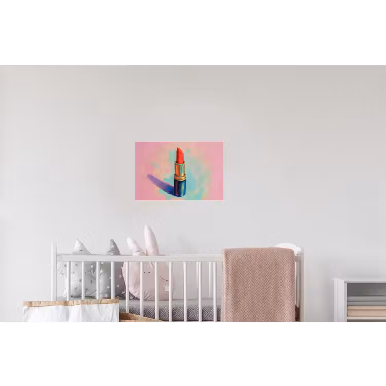 Lippenstift - Rood - Penseelstreken Muursticker klein -kinderkamer