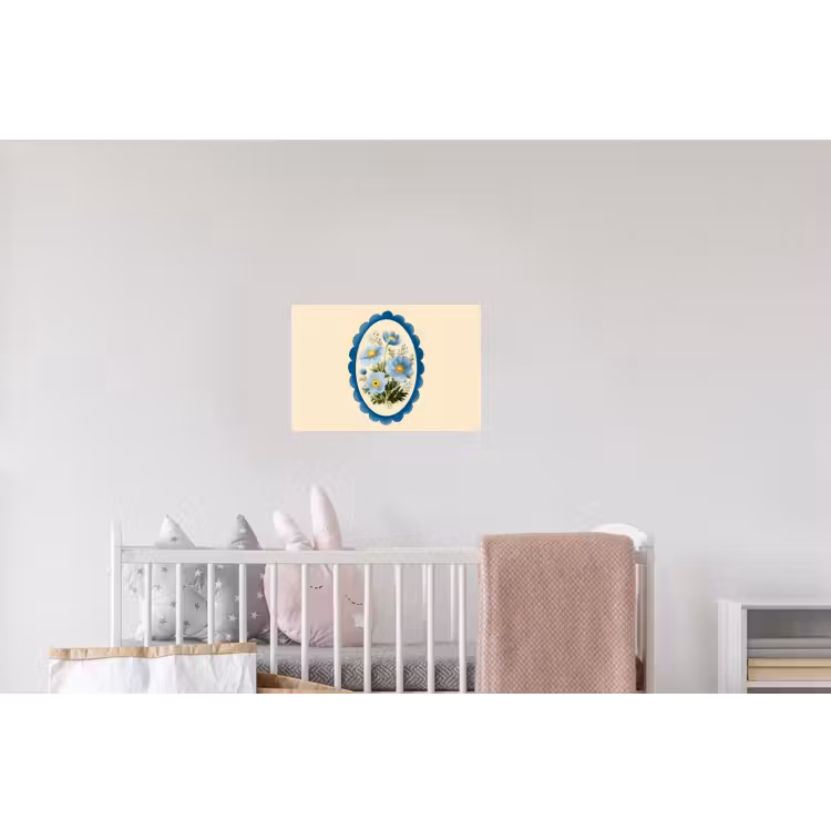 Lijst - Bloemen - Lichtblauw - Illustratie Muursticker klein -kinderkamer