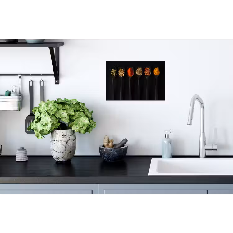 Lepels - Specerijen - Zwart - Kruiden - Rustiek Muursticker klein -keuken
