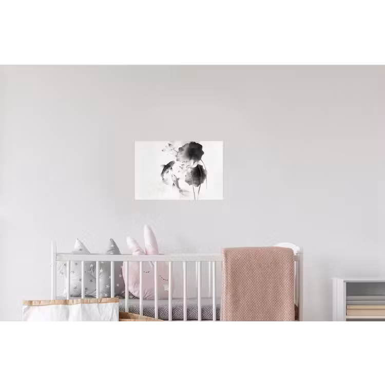 Lotusbloemen - Vissen - Bladeren - Zwart Muursticker klein -kinderkamer