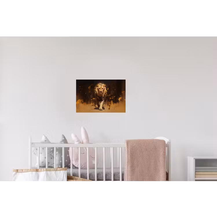 Leeuw - Geschilderd - Abstract - Goud Muursticker klein -kinderkamer