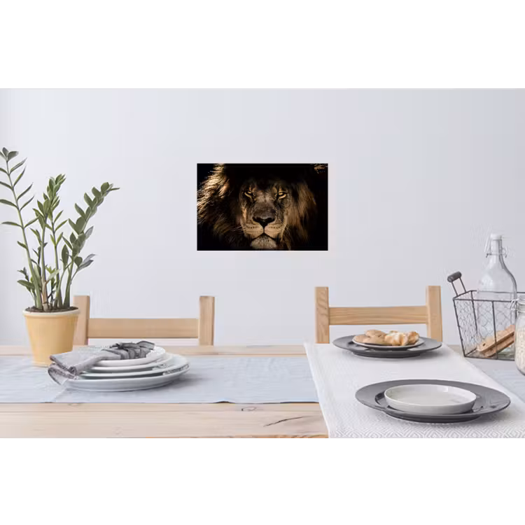 Leeuw - Dieren - Zwart - Portret Muursticker klein -eettafel