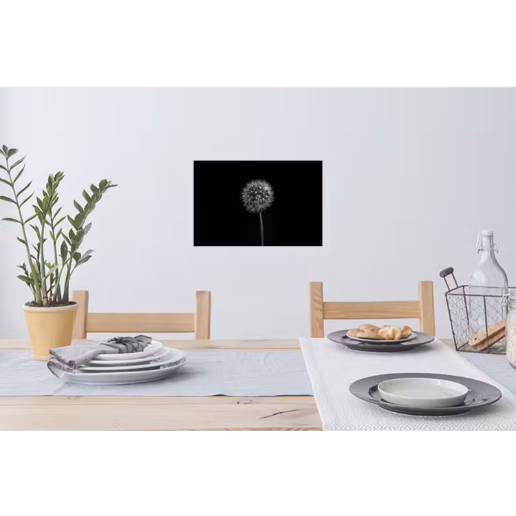 Paardenbloem - Zwart - Bloemen - Botanisch Muursticker klein -eettafel