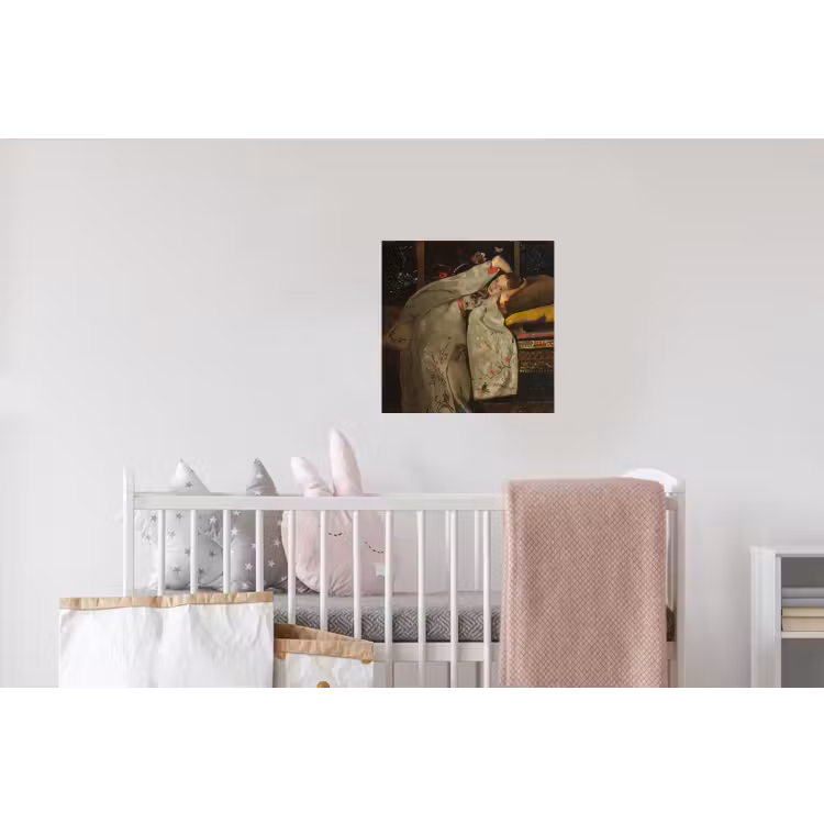 Meisje in witte kimono - Schilderij van George Hendrik Breitner Muursticker klein -kinderkamer