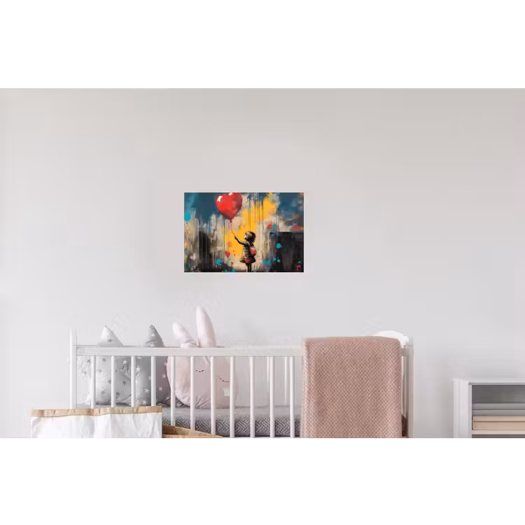 Meisje - Ballon - Hart - Graffiti Muursticker klein -kinderkamer