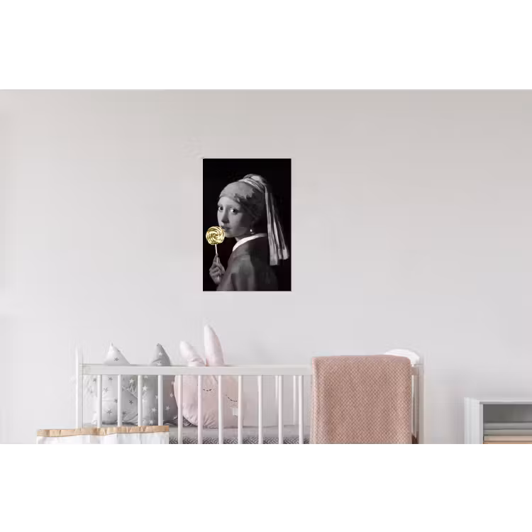 Meisje met de parel - Johannes Vermeer - Lolly - Goud Muursticker klein -kinderkamer