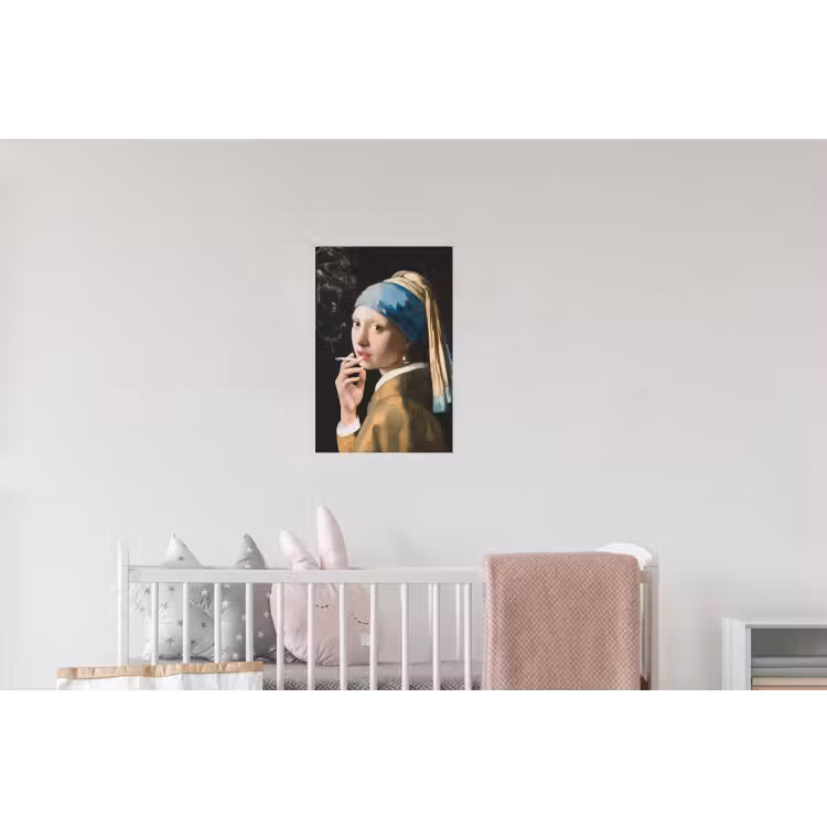 Meisje met de parel - Johannes Vermeer - Sigaretten Muursticker klein -kinderkamer