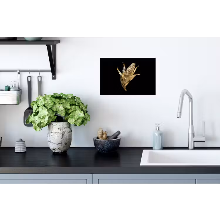 Mais - Eten - Goud - Zwart Muursticker klein -keuken