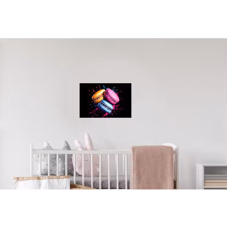 Macarons - Dessert - Graffiti - Kleurrijk - Roze - Blauw - Geel Muursticker klein -kinderkamer