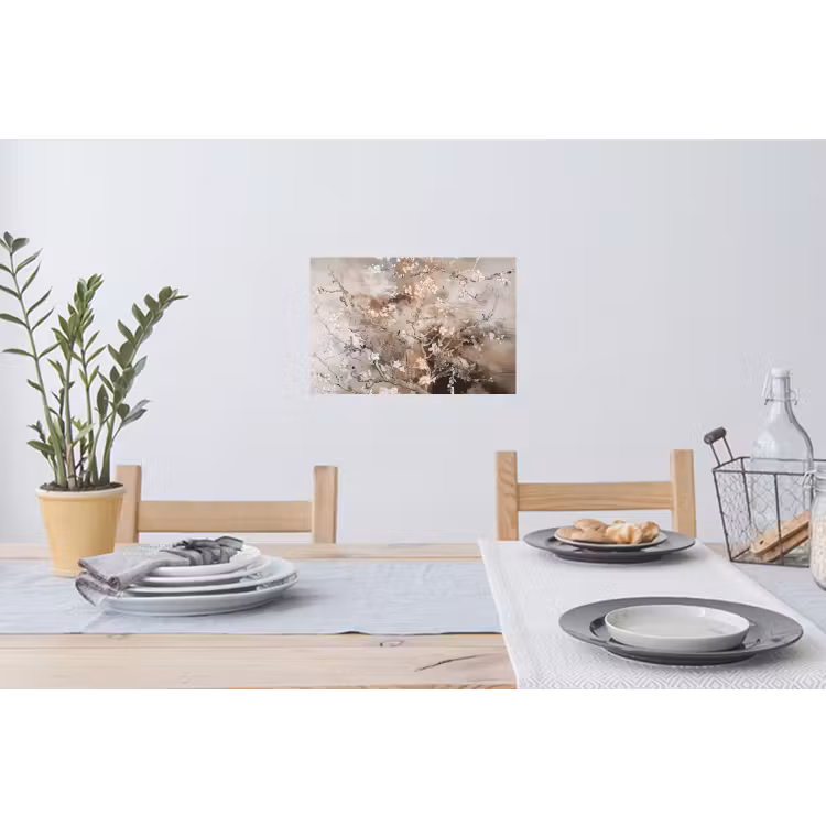Amandelbloesem - Kunst - Van Gogh - Beige - Abstract Muursticker klein -eettafel
