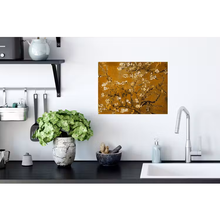 Amandelbloesem - Vincent van Gogh - Goud Muursticker klein -keuken