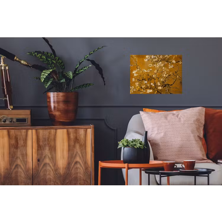 Amandelbloesem - Vincent van Gogh - Goud Muursticker klein -kamerbank