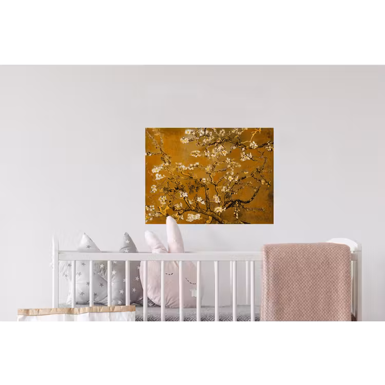 Amandelbloesem - Vincent van Gogh - Goud Muursticker klein -kinderkamer