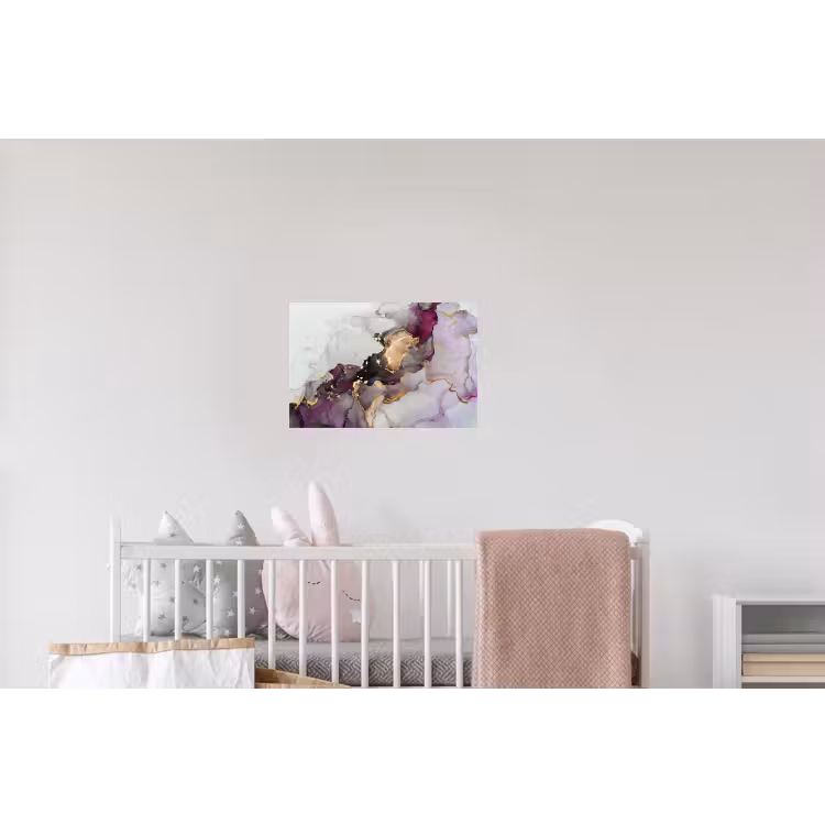 Marmer - Abstract - Goud - Paars Muursticker klein -kinderkamer