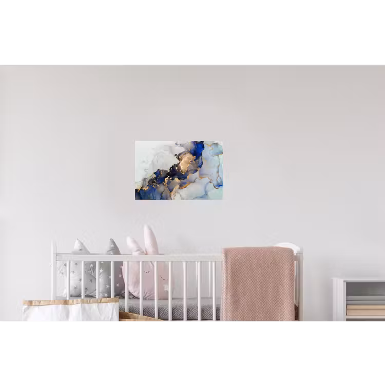 Marmer - Blauw - Goud Muursticker klein -kinderkamer