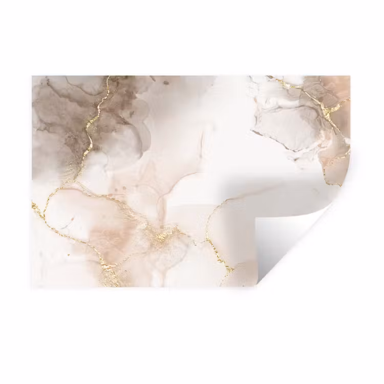 Marmer - Bruin - Gouden Muursticker klein -3d