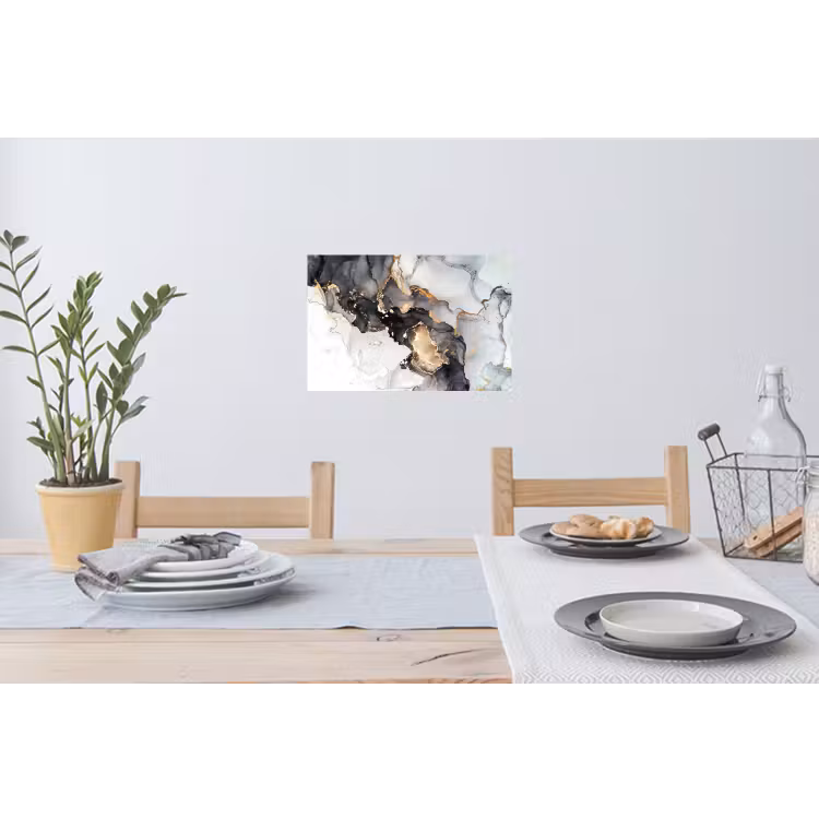 Marmer - Goud - Abstract - Zwart Wit - Luxe Muursticker klein -eettafel